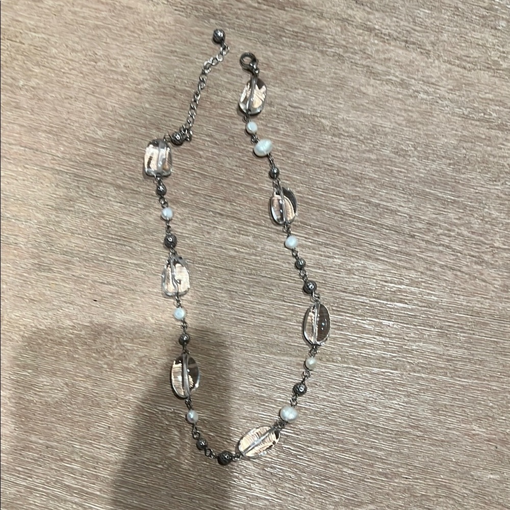 Silpada Silver and White Faceted Bead Necklace